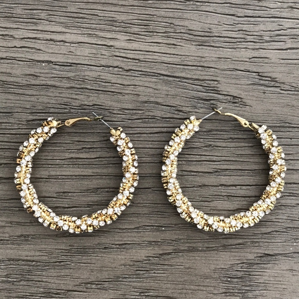 Gold and silver jewled hooped earrings